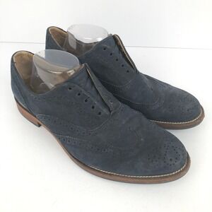 J. SHOES Charlie Plus Suede Wingtip Oxford Shoes Men's Sz 10.5 US 44‎ EU Blue